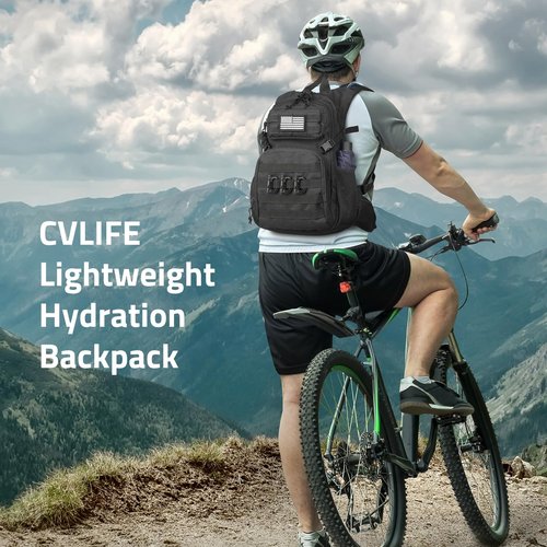 CVLIFE Tactical Hydration Backpack 3L, Lightweight Water Bag Hydration Pack, Hiking Backpack with Water Bladder for Men Women, Heavy Duty Molle Water Backpack for Cycling, Running, Hunting Black