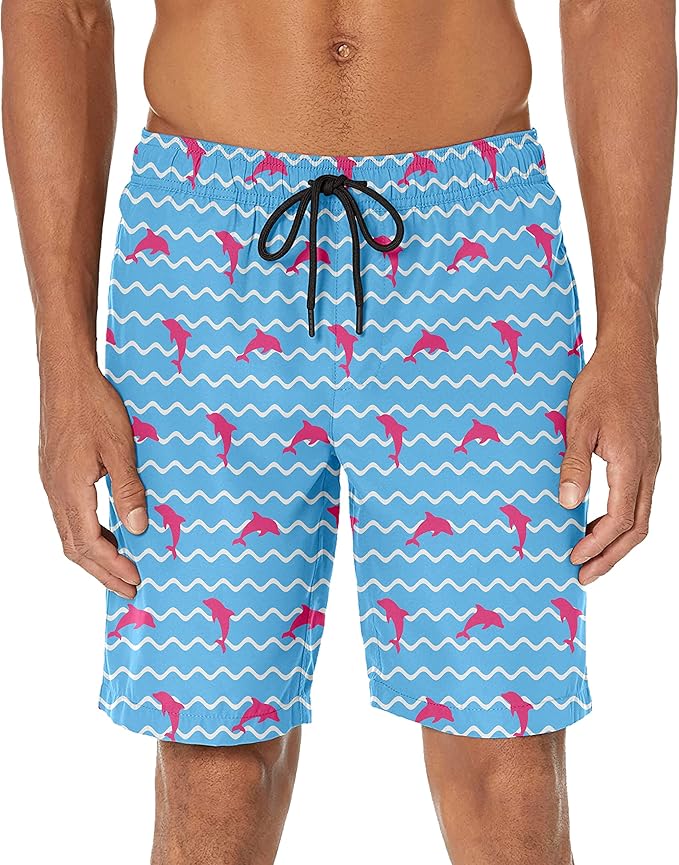 Mens Swim Trunks Quick Dry Board Shorts with Mesh Lining, Breathable Surf Beach Shorts Swimwear Bathing Suits
