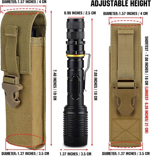 IronSeals Tactical Flashlight Pouch Holster Case Belt Pouch, Molle Organizer Pouch Mini Scissor Pouch