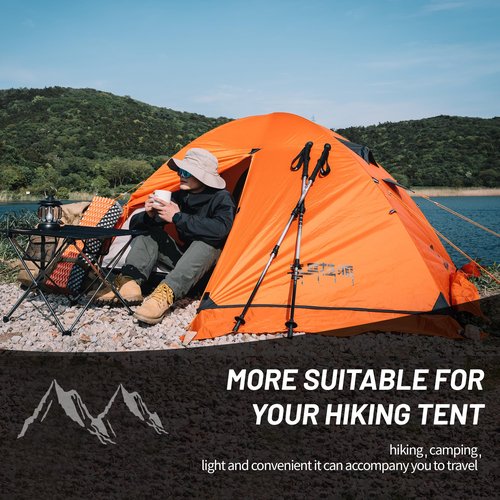 Himalaya 4 Season Camping Tent for Hiking, 3 Person Camping Dome Tent, Backpacking Tent Waterproof Windproof Portable for Outdoor Camping Trekking Beach (Tent with Hem, Orange)