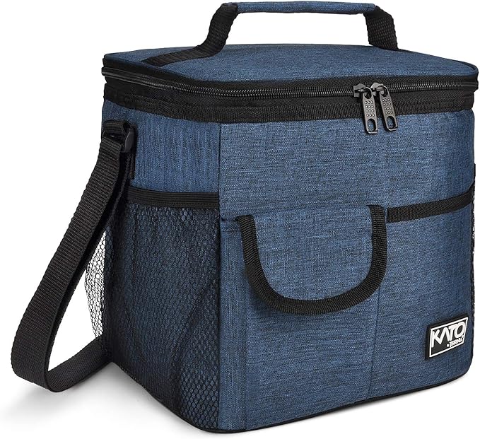 Tirrinia Large Insulated Lunch Bag for Women Men, 10L Leakproof Thermal Reusable Lunch Box for Adult, Tall Meal Prep Lunch Cooler Tote with 4 Pockets for Office Work,