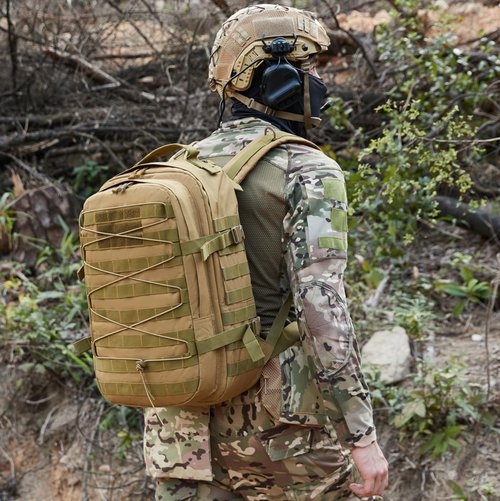 ORILOOSEN 35L tactical assault backpack, military backpacks,heavy duty zipper，outdoor canvas Knapsack,climbing/camping/hiking backpack,water resistant,Rucksack (01#Khaki)