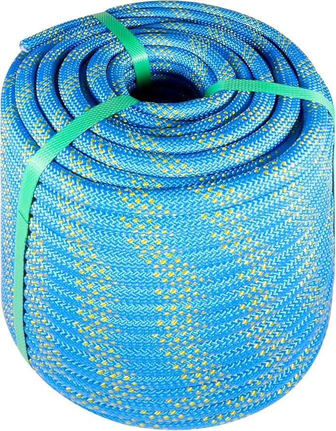 Rigging Rope 1/2 in x 150 Ft Double Braided Polyester Rope Polyester Braided Arborist 48 Strands for Various Outdoor Applications Construction Climbing Swing Sailing (Blue, 3/4X150FT)