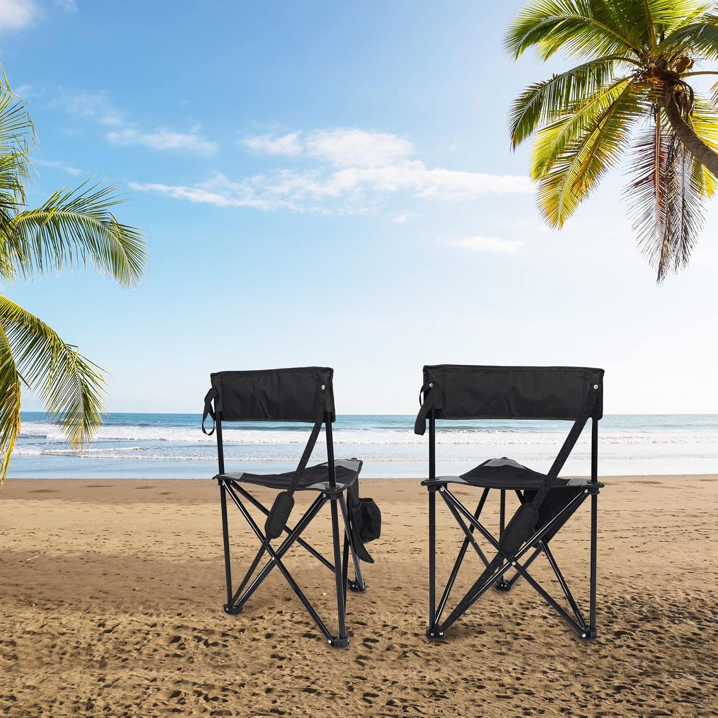 REDCAMP 2 Pack Tripod Hunting Chairs for Blinds, Folding Lightweight Portable Fishing Chair for Adults Hunting Stools with Backrest, Golf Chairs for Spectators, Camo