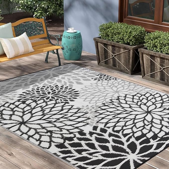 Outdoor Rug 9x12 ft Waterproof, Reversible Outdoor Plastic Straw Rug for Patios Clearance, Outdoor Area Rug Carpet RV Mat for Camping Backyard Deck Porch