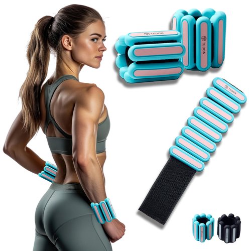 Tedon - Wrist & Ankle Weights - Set of 2 (1LB each), Strength Training, Adjustable Bands for Women & Men for Workouts, Gym, Walking, Dancing, Yoga, Pilates, Aerobics and more (Turquoise)