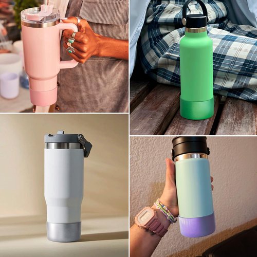 Diumepo Silicone Boot for Stanley 40 oz Tumbler- Matte Luster Protective Silicone Sleeve Fit for Hydroflask Water Bottle 12 oz -24 oz, Glitter Anti-Slip Bottom Sleeve Cover, BPA Free(Gold)