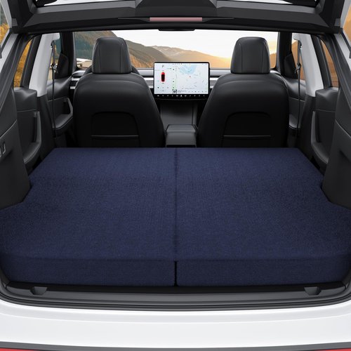 Slumbrae Custom Fit Tesla Model Y Mattress 76"x43" 4-Inch Memory Foam Camping Bed Plush Washable Cover Foldable Car Sleeping Pad for Road Trips and SUV Adventures