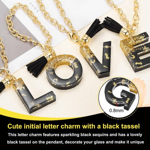 PATIKIL Letter Charm Accessories for Stanley Tumbler Cup, Letter R Keychain Handle Charm Cute Initial Letter with Tassel for Women Tumbler Cup Handle, Black