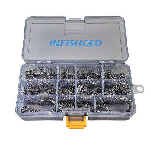 INFISHCEO Fishing Hooks Set High Carbon Steel Catfish Bulk Strong Circle Fishing Hooks Mixed Size for Saltwater Freshwater 161PCS