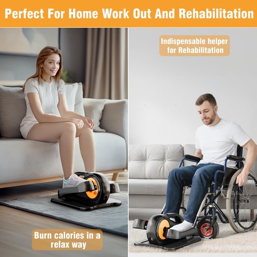 Under Desk Elliptical Machine, Ellipse Leg Exerciser While Sitting for Seniors Adults, Quiet & Portable Fully Assembled Foot Pedal Exerciser at Home with Remote Control, Exclusive Office Silent Mode