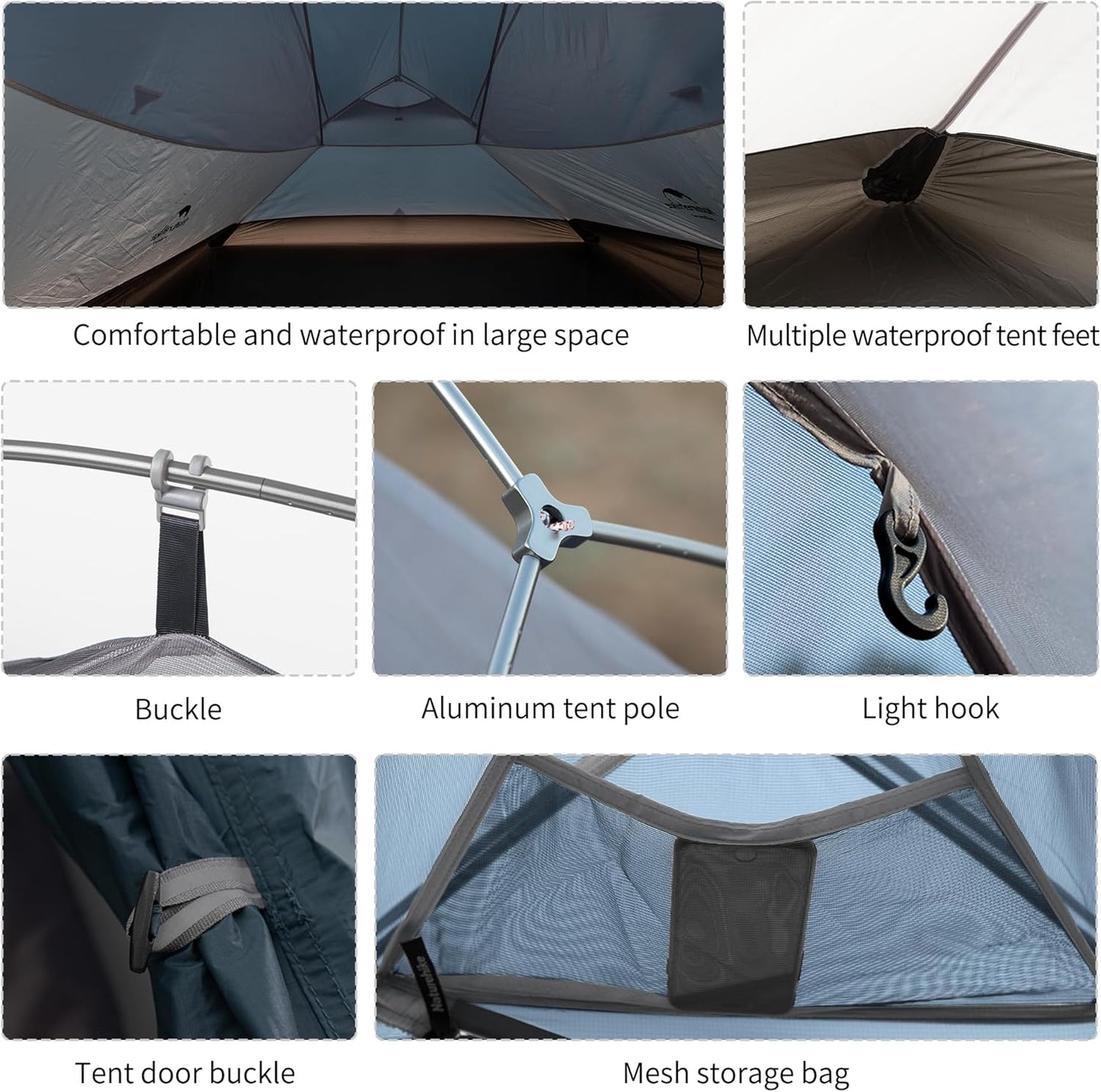 Naturehike Cloud-Up 3 Person Lightweight Backpacking Tent with Footprint - 3 Season Free Standing Dome Camping Hiking Waterproof Backpack Tents