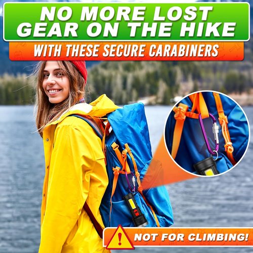 3 Inch Carabiner Clip with Screw Lock - 10 PCs Aluminum Locking Carabiner Clip, Multicolor (Red, Orange, Purple, Blue, White) D Ring for Backpack, Lightweight & Easy to Use, Cool for Camping & Hiking