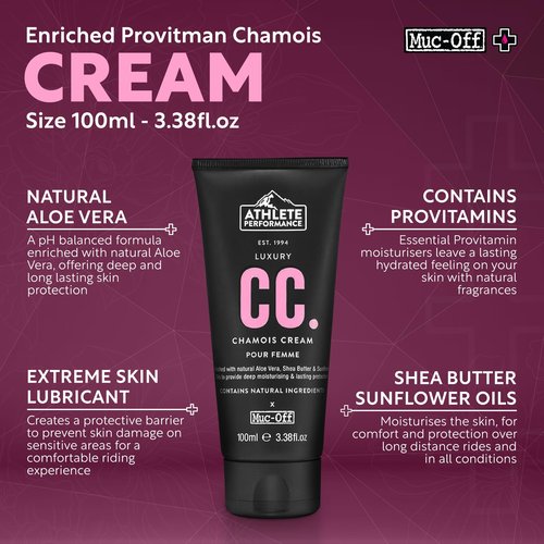 Muc-Off Luxury Chamois Cream Cycling Women 2-Pack, 100ml Each - Extreme Skin Lubricant - pH Balanced & Deeply Moisturizing | Ideal for Long Rides