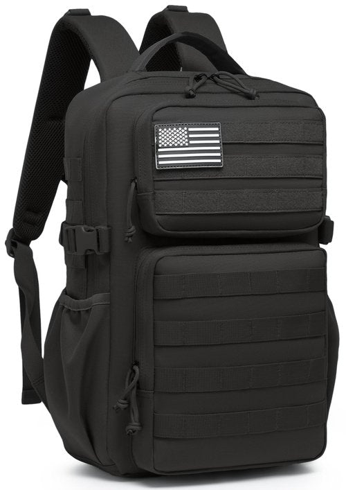 Military Tactical Backpack for Men Waterproof Daypack 3 Day Assault Pack Molle Bag with Water Bottle Holder (Black, 25L)