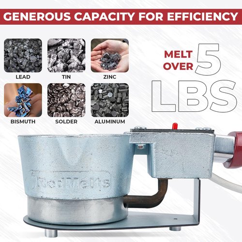 Electric Lead Melting Pot for Fishing Mold Kit, Fast-Melting Lead Pot and Lead Smelter Pot, 5-Pound Capacity, for Fishing Weights Molds & Bullet Casting Molds, Designed in USA