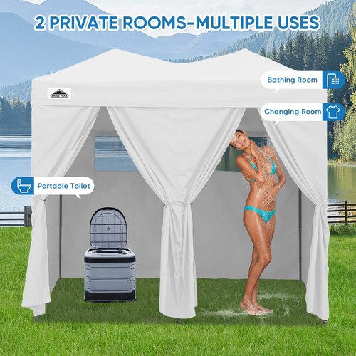 EAGLE PEAK Outdoor Changing Room 8x4, 2 Room Pop Up Portable Changing Room, Sun Shelter, Pop Up Changing Tent for Beach or Pool, Portable Dressing Room for Photoshoots (White)