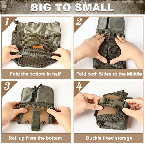 QIULLEN Ultralight Saddle Hunting Dump Bag - Silent Noiseless Fabric with Drawstring Closure, Foldable Design for Tree Stand Accessories | Fits Hunting Belt & MOLLE System | Compact Roll-Up Pouch