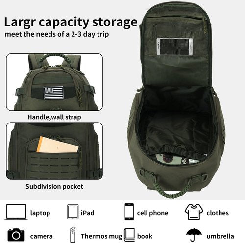 30L Hiking Backpack Lightweight Outdoor Daypack Camping Backpack Outdoor Travel Daypack Day Pack for Man Woman (Army Green)