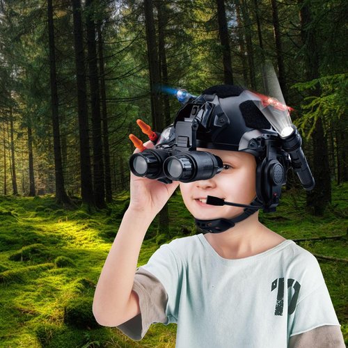 REGLORY Kids Tactical Multifunctional Helmet Set for Battle Game, Police Cosplay Kids Toy Helmet Paintball Airsoft (Black)