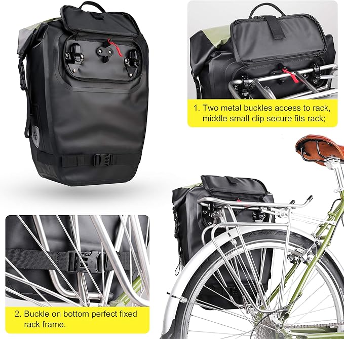 HUNTVP 27L Bike Pannier Bag Backpack Multifunctional Bicycle Bag Cycling Bicycle Rear Seat Trunk Pack Bag Bike Saddle Bag Backseat Pack Bag(Black)