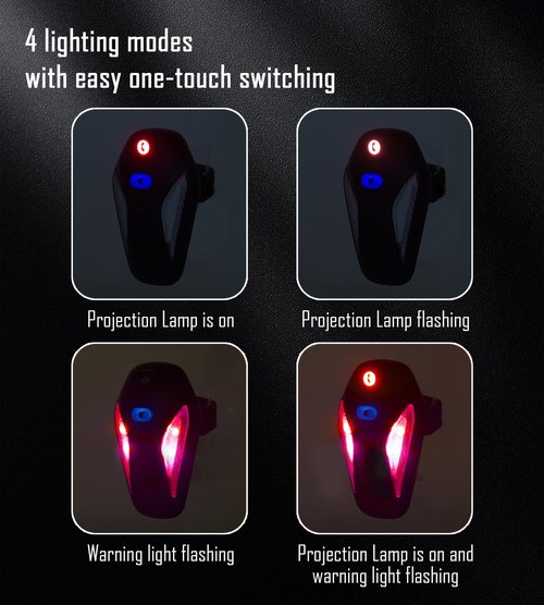 Bike Tail Light for Night Riding, Rear Bike Light Rechargeable, Road Mountain Cycling Accessories for Adults, Bicycle Lights Rear with Projection Reminder