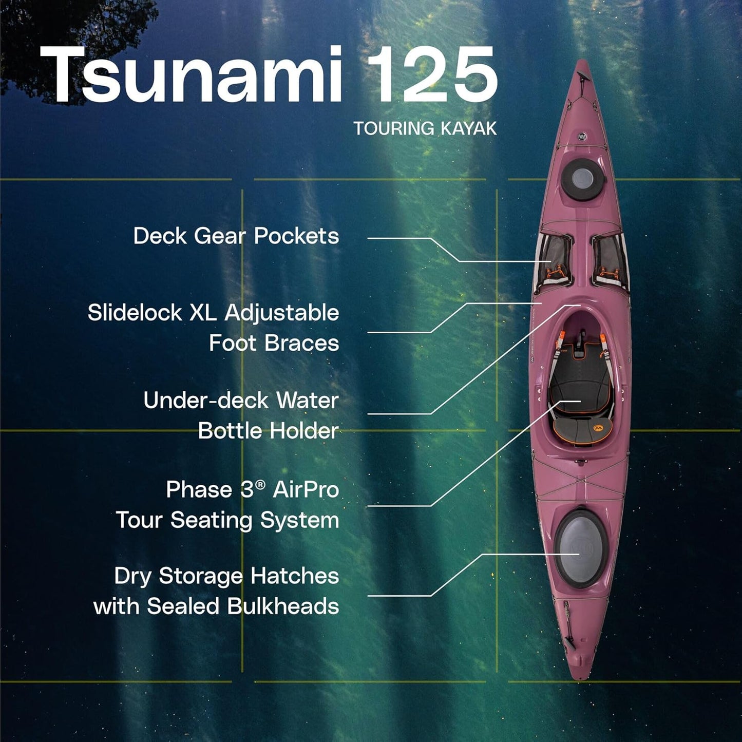 Wilderness Systems Tsunami 125 - Sit Inside Touring Kayak - Multiple Storage Options - 12.6 ft