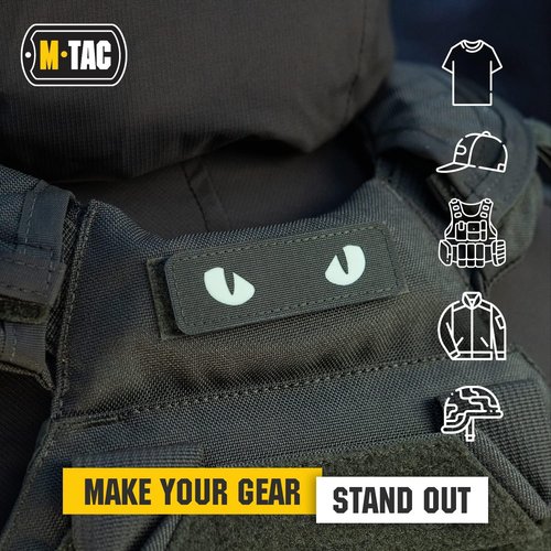 M-Tac Cat Eyes - Glow in The Dark - Morale Patches Tactical Patch Military Combat Hook Fasteners (Black - GITD)