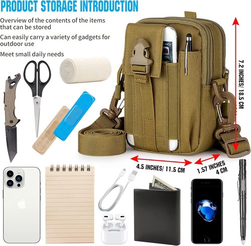 IronSeals Tactical Molle Phone Pouch Compact Utility Belt Waist Bag with Shoulder Strap for iPhone 14 Plus/14 Pro Max/14 Pro/14/13 Pro Max/13/12 Pro