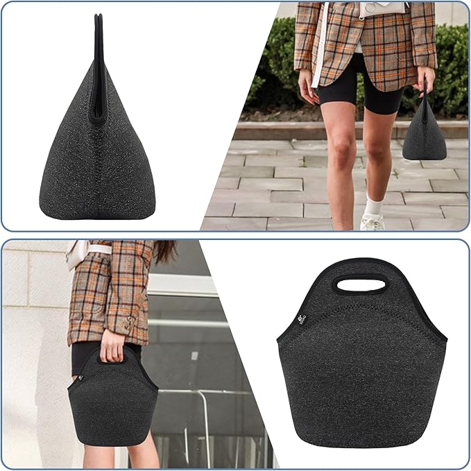 LOVAC Neoprene Lunch Bag for Men,Insulated Lunch Tote,Durable and Waterproof Lunch Bag,Reusable Soft and Lightweight (Black)
