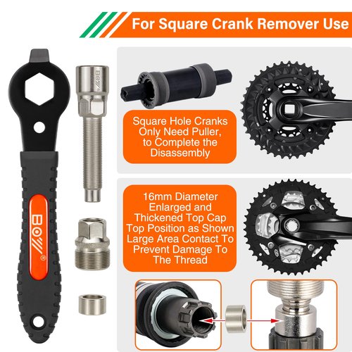 Bike Chain and Crank Repair Tool Kit with Bag, Chain Breaker & Link Pliers & Chain Measuring/Checker + Crank Puller, Must-Have for Cyclist for Emergency/Repairs/Removing/Replacing/Maintenance/Gift