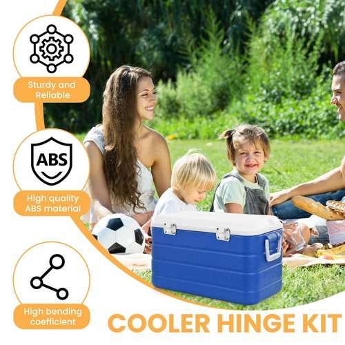 Aifeier ET 4Pcs Cooler Plastic Hinge Replacement Set, Ice Chest Hinges and Screws Kit, Compatible with 5253 6262 6270 Cooler Hinges Replacement - White