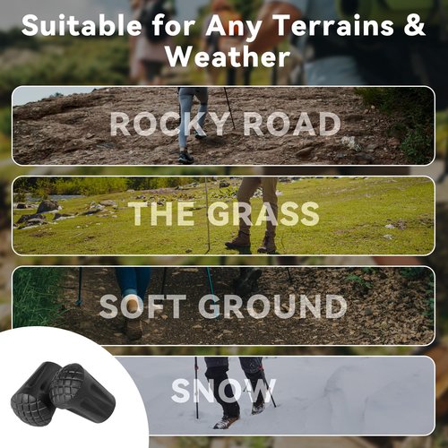 Walking Cane Tips,Trekking Pole Walking Hiking Sticks Tips Protectors,Replacement Rubber Stick Tips for Most Mountaineering and Hiking Walking Sticks,Poles Lost or Worn Out Standard Tips, Black