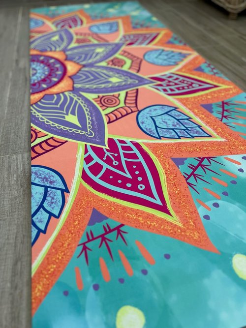 Yoga Mat with colorful Mandala Author´s Design PURA VIDA