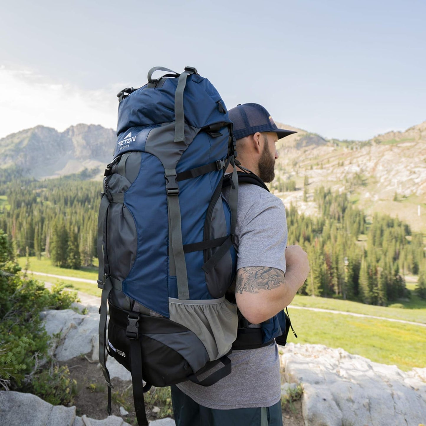 TETON Sports Hiker 3700 Ultralight Internal Frame High-Performance Backpack for Hiking, Camping, Travel, and Outdoor Activities; 60L, Navy