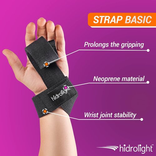 Basic Wrist Straps for Weightlifting - Gym Accessories, Workout Equipment, Wrist Brace, Wrist Wraps, Hand Bands for Dumbells & Bars - Adjustable Stripe, Non-Slip Grip - Black, One Size