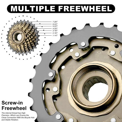 Bike Freewheel 7-Speed Tourney/TY MF-TZ500 Screw On Multiple Freewheel Bicycle Multiple Freewheel 14-28 Tooth (TZ500-7/14-28T)