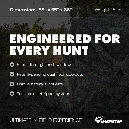 Ameristep Care Taker Kick Out Pop-Up Ground Blind, Premium Hunting Blind