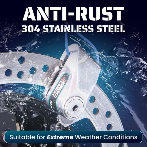 Magmaus® MBL05 [Never-Rust] Disc Brake Lock - [High Security] [304 Stainless Steel] - Weatherproof - Reminder Cable - Suitable for Motorcycles, Mopeds, Bikes