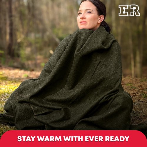 Military Wool Blanket - 95% Wool, Washable, Perfect for Outdoors, Picnics, Travel, Car & Bushcraft Emergency Blanket, 96" x 108", 8.45 lbs. - Olive Drab - King Size
