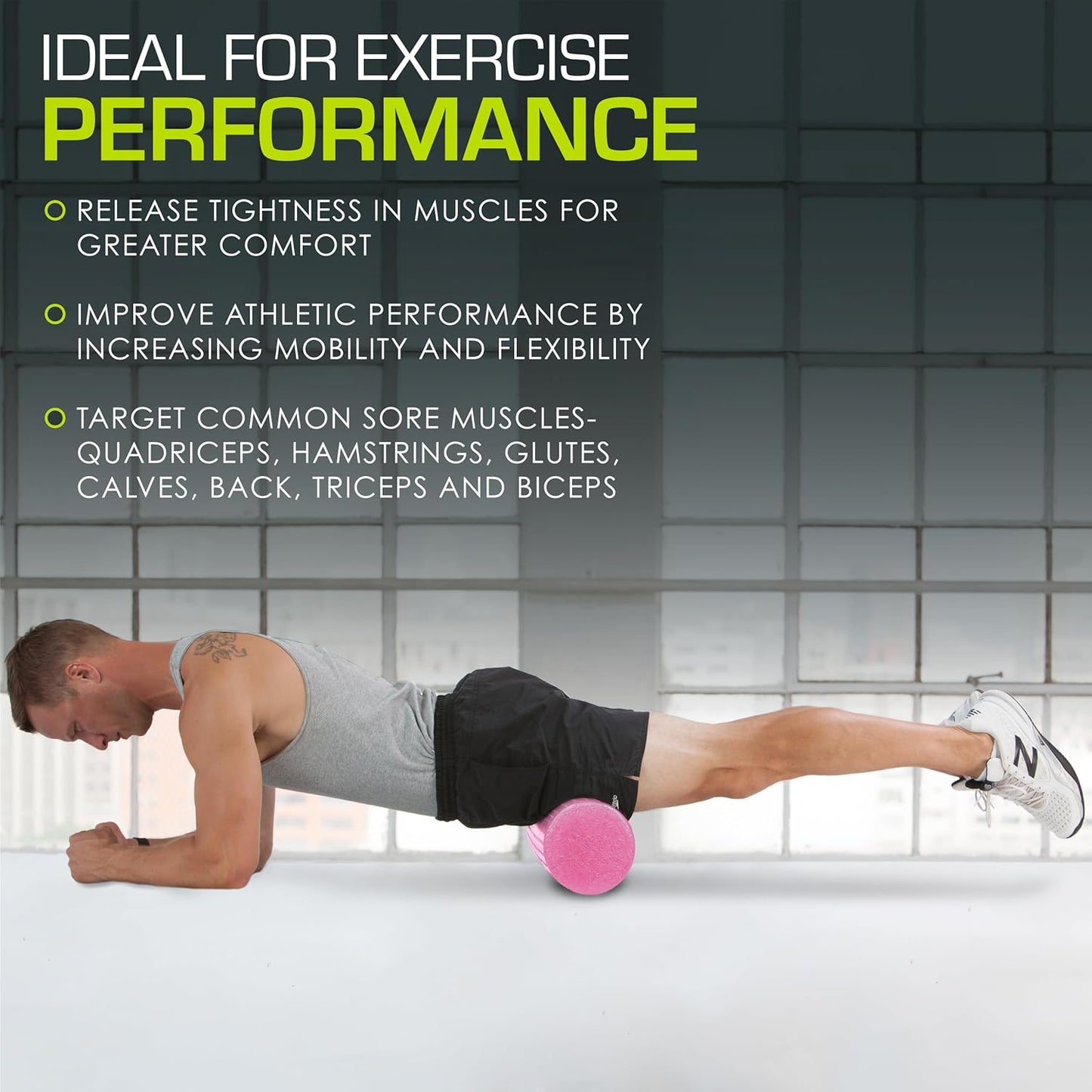 ProsourceFit High Density Foam Rollers 36 - inches Long, Firm Full Body Athletic Massage Tool for Back Stretching, Yoga, Pilates, Post Workout Muscle Recuperation, Black