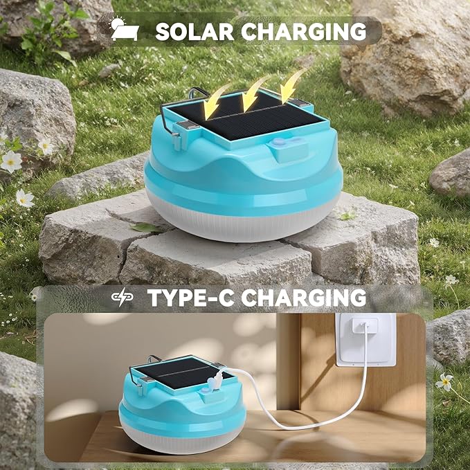 50W Solar Camping Light Rechargeable Lantern with 3 Modes Waterproof Portable Tent Lights for Power Outages Hiking Emergency