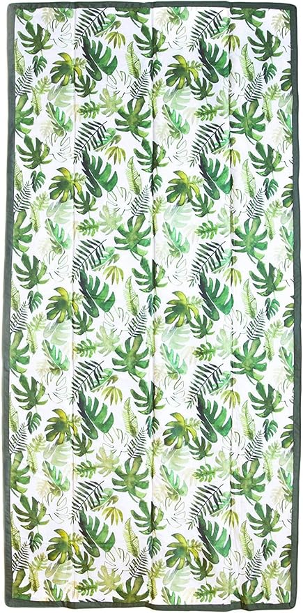 Little Unicorn 5'x10' XL Outdoor Family Picnic & Beach Blanket | Durable & Water-Resistant Fabric | Compact Fold & Easily Wipes Clean | Zipper Pocket (Tropical Leaf)