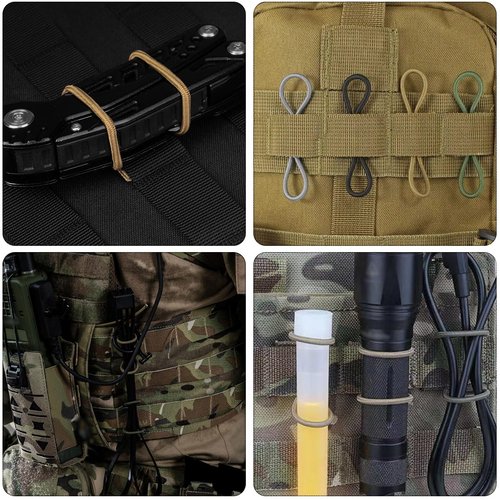 20 PCS Tactical Binding Retainer Tactical Gear Holder Clip Molle Webbing Binding Ribbon Elastic Binding Ribbon Buckle Multipurpose Tactical Bag Molle Accessories for Tactical Backpack Vest and Bags