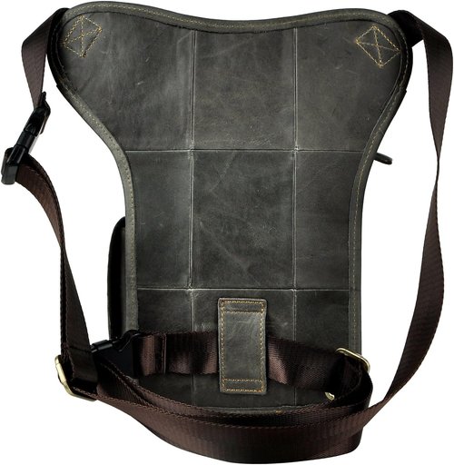 Le'aokuu Mens Genuine Leather Motorcycle Hiking Belt Waist Hip Bum Pack Drop Leg Bag Pouch 3106