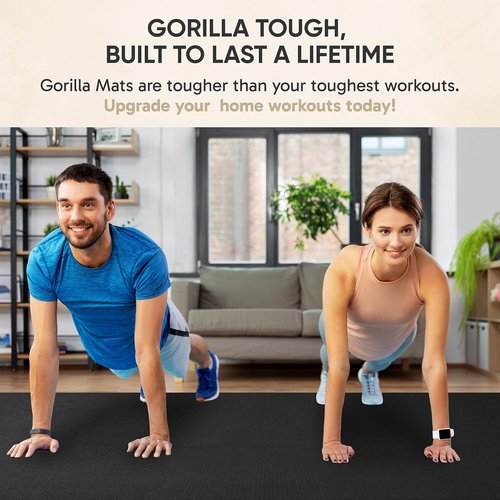 Gorilla Mats Premium Extra Thick Large Exercise Mat – 7' x 4' x 8mm Ultra Durable, Non-Slip, Workout Mat for Instant Home Gym Flooring – Works Great on Any Floor or Carpet – Use With or Without Shoes
