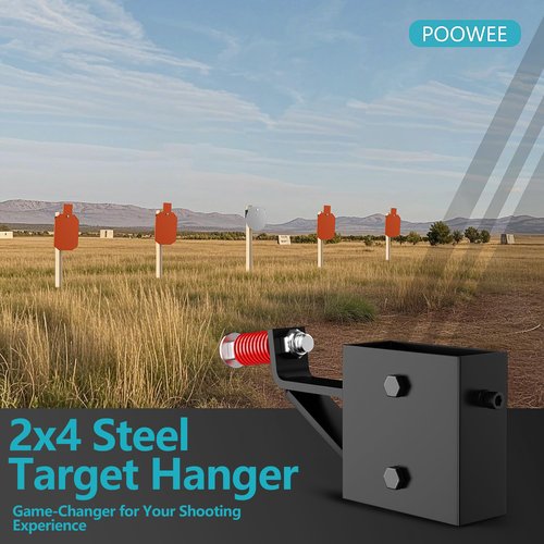 POOWEE 2x4 Steel Target Hanger - Ar500 Steel 2x4 Target Stand Brackets, Steel Plate Target Hanger,Ar500 Steel Plate Shooting Bracket,Target Hangers for Shooting Steel Targets (1Pcs 2x4 Target Hanger)