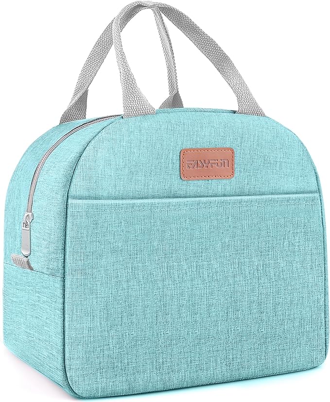 Lunch Bag for Women & Men Adult Insulated Lunch Box, Small Leakproof Cooler Food Lunch Containers Reusable High Capacity Lunch Tote Bags for Work, Travel, Outdoor (Aqua Green)