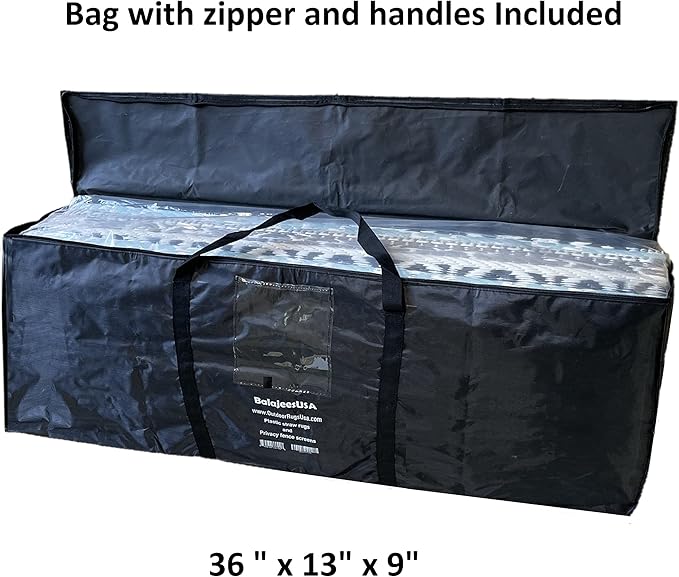 BalajeesUSA Outdoor Rug - 9x18 Grey, Teal, Reversible Recycled Plastic Straw Outdoor Patio Rugs Clearance Waterproof Large RV Camper Mats 7087