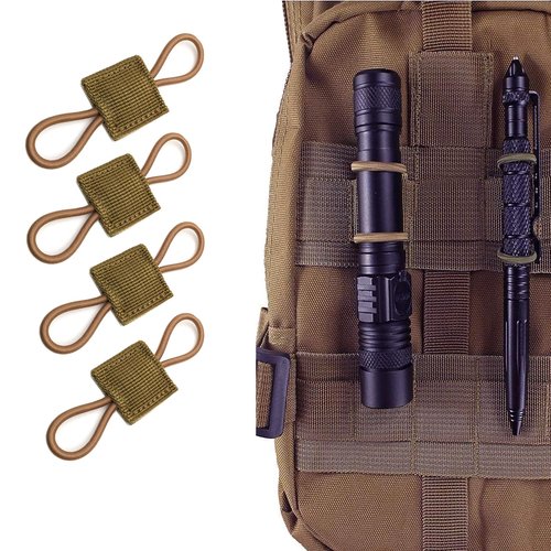 20 Pieces Molle Accessories Tactical Binding Retainer Gear Holder Clip Molle Webbing Binding Ribbon Elastic Buckle Multipurpose for Fixed Tactical Gear,Tactical Backpack Vest Attachments （khaki）